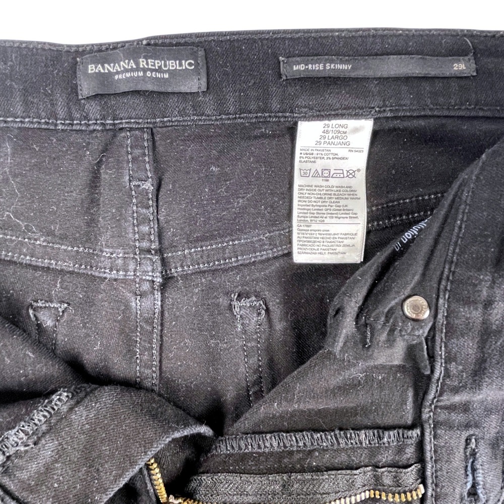 Banana Republic Jeans Womens 29L Black Mid Rise Skinny Premium Denim Stretch - Picture 5 of 8
